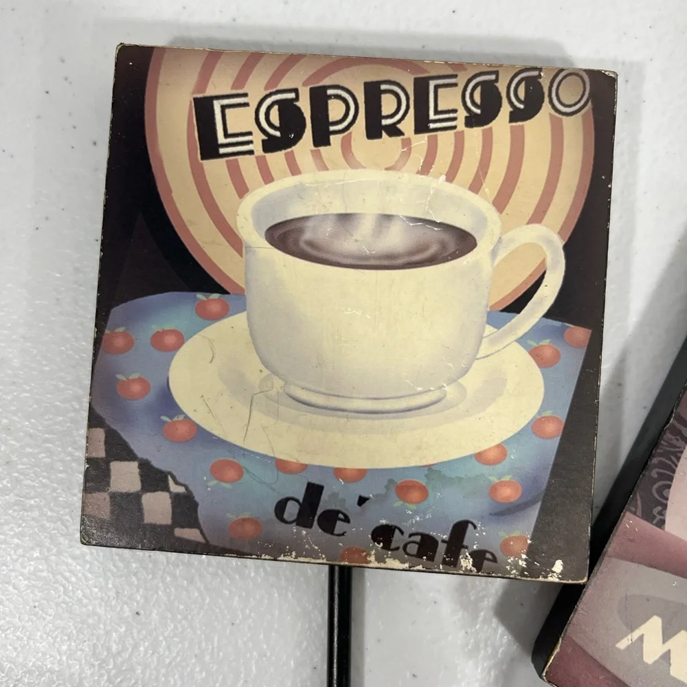 VINTAGE COFFEE THEMED WALL HOOKS